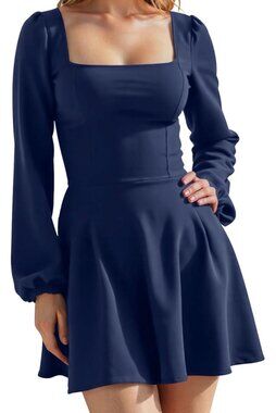 NWT Gobles Women's Elegant Long Puff Sleeve Bodycon Mini Party Dress Sz XL